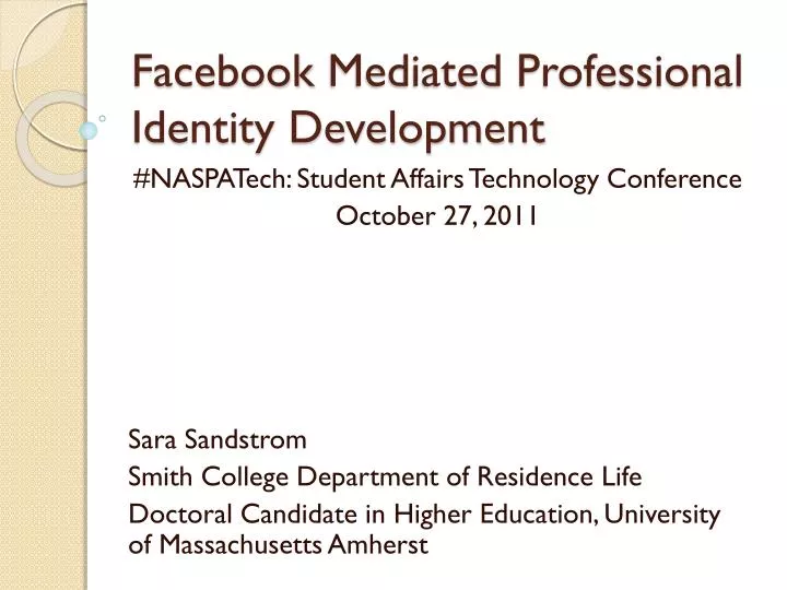 facebook mediated professional identity development