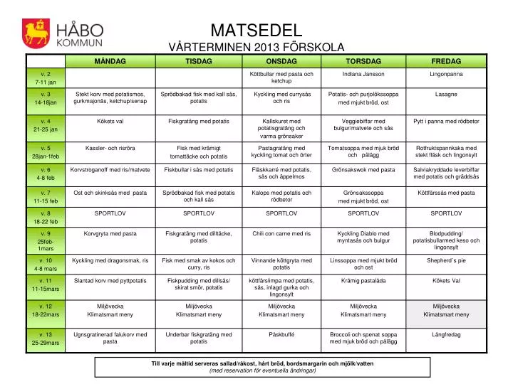 matsedel v rterminen 2013 f rskola