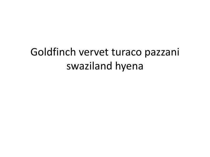 goldfinch vervet turaco pazzani swaziland hyena