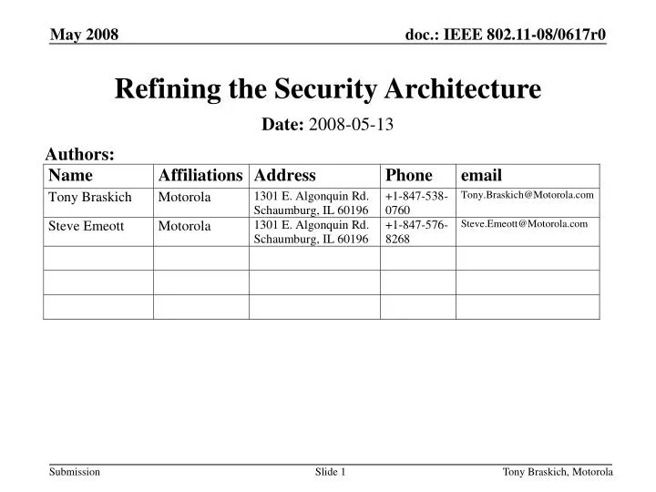 refining the security architecture