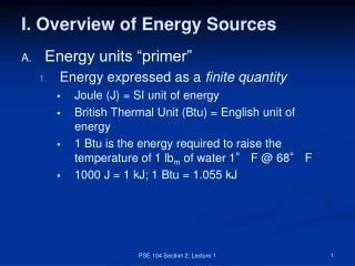 I. Overview of Energy Sources