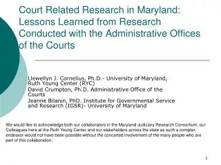 Llewellyn J. Cornelius, Ph.D.- University of Maryland, Ruth Young Center (RYC)