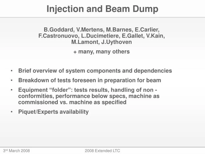 injection and beam dump