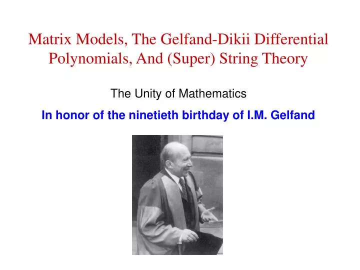 matrix models the gelfand dikii differential polynomials and super string theory