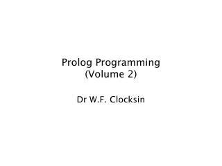 Prolog Programming (Volume 2)