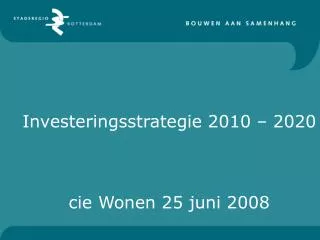 Investeringsstrategie 2010 – 2020 cie Wonen 25 juni 2008