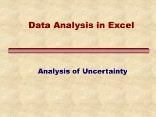 Data Analysis in Excel