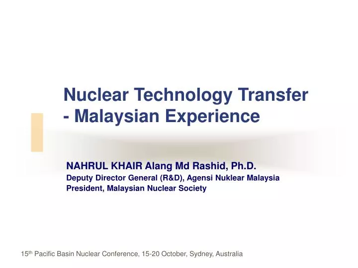 nuclear technology transfer malaysian experience