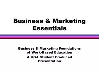 Business &amp; Marketing Essentials