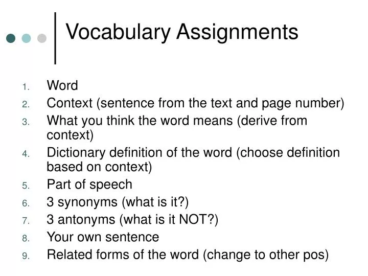 vocabulary assignments