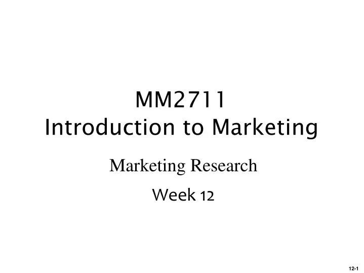 mm2711 introduction to marketing