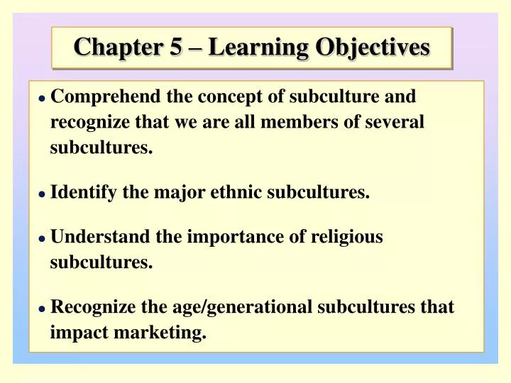 chapter 5 learning objectives