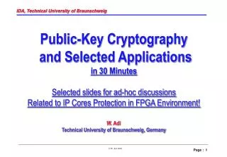 Public-Key Cryptography and Selected Applications in 30 Minutes