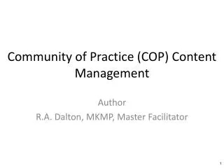Community of Practice (COP) Content Management