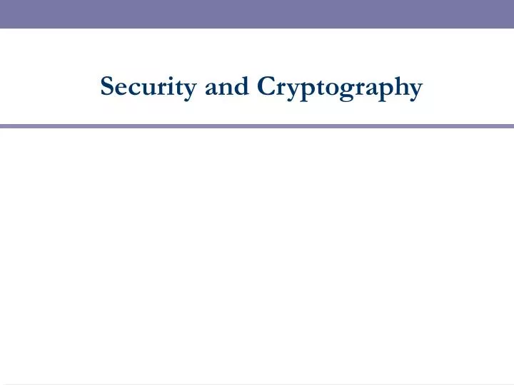 security and cryptography