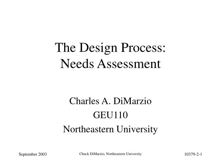the design process needs assessment