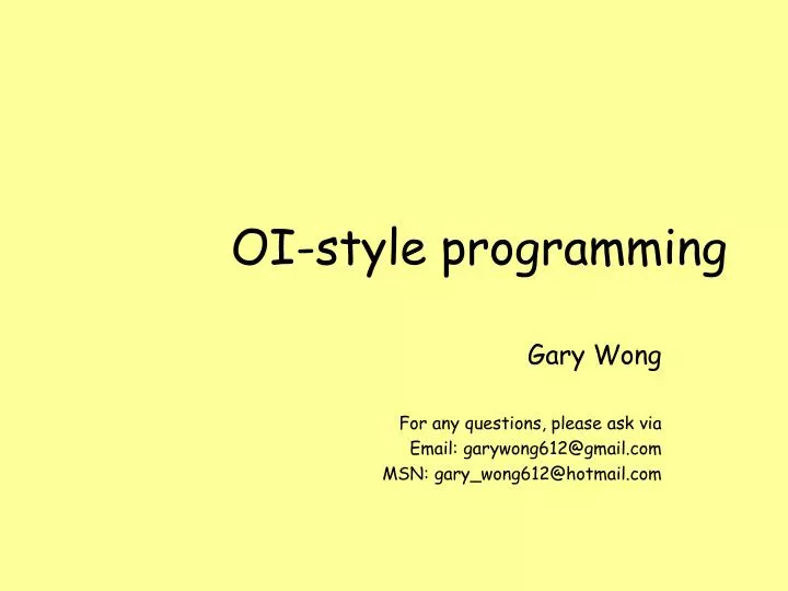 oi style programming