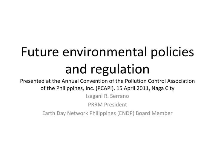 isagani r serrano prrm president earth day network philippines endp board member