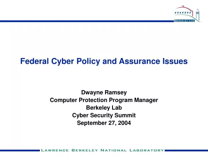 federal cyber policy and assurance issues