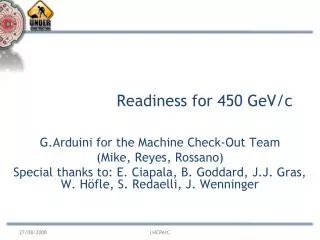 Readiness for 450 GeV/c