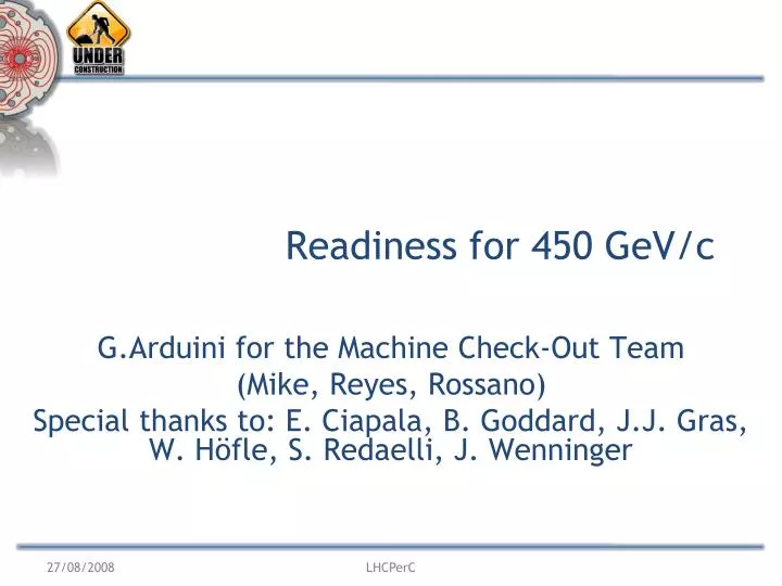 readiness for 450 gev c