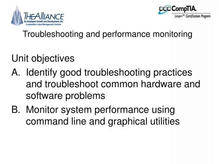 troubleshooting and performance monitoring