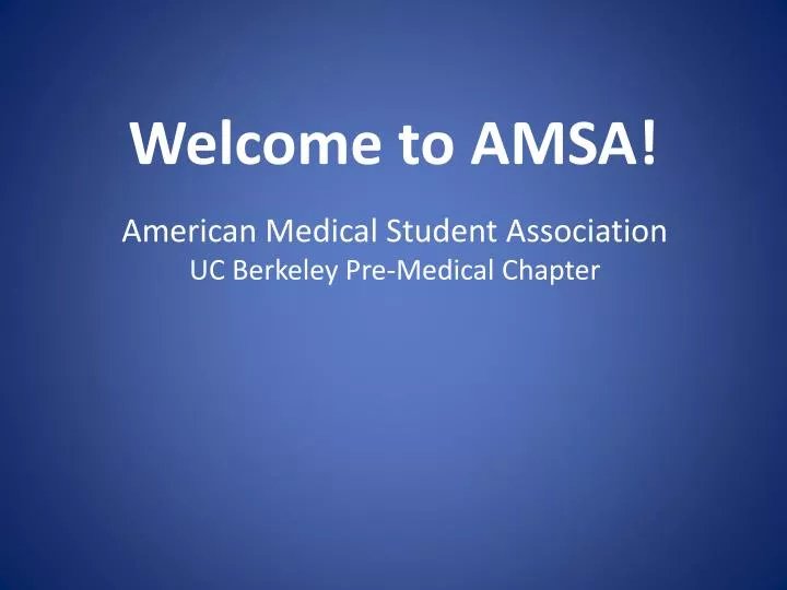 welcome to amsa