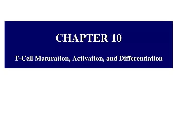 chapter 10 t cell maturation activation and differentiation