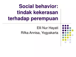 social behavior tindak kekerasan terhadap perempuan