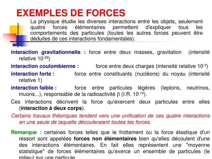 exemples de forces