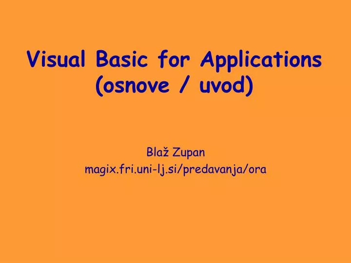 visual basic for applications osnove uvod