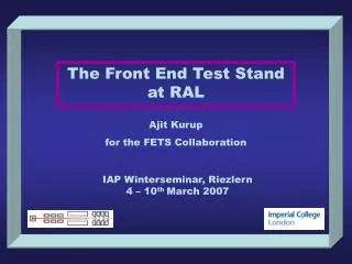 The Front End Test Stand at RAL