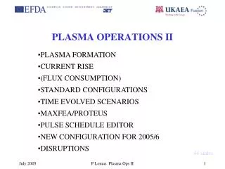 PLASMA OPERATIONS II