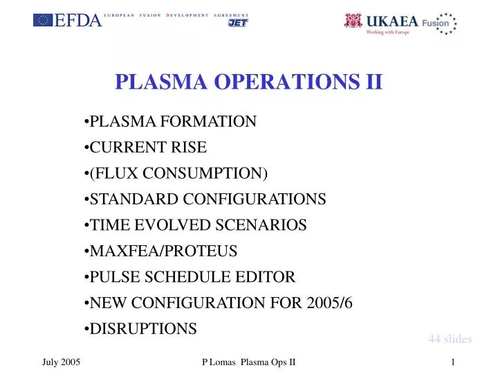 plasma operations ii