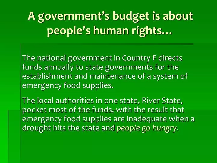 a government s budget is about people s human rights