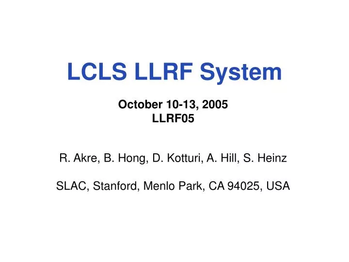 lcls llrf system