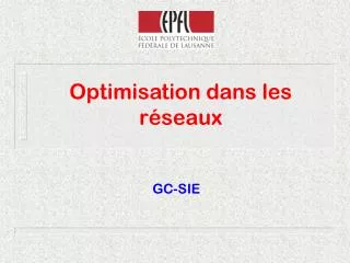 optimisation dans les r seaux