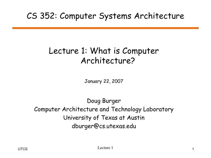 cs 352 computer systems architecture