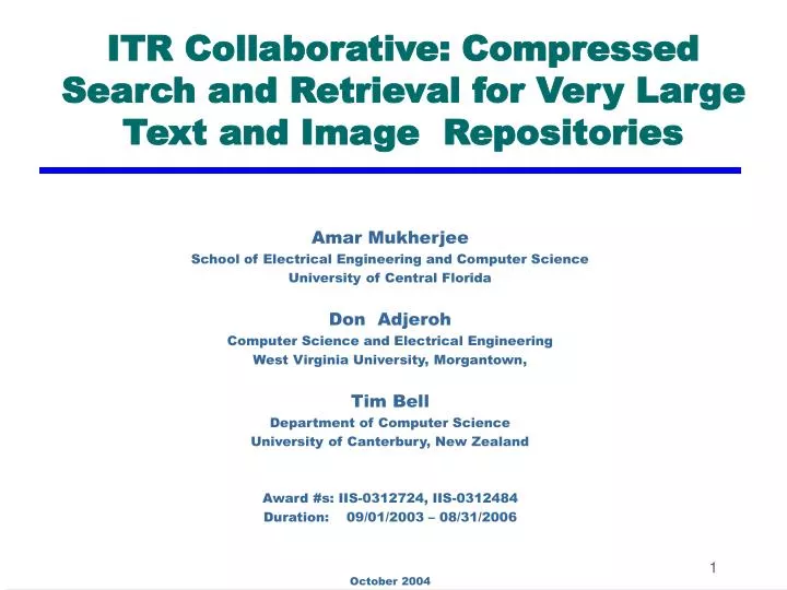 itr collaborative compressed search and retrieval for very large text and image repositories