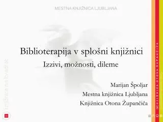 biblioterapija v splo ni knji nici