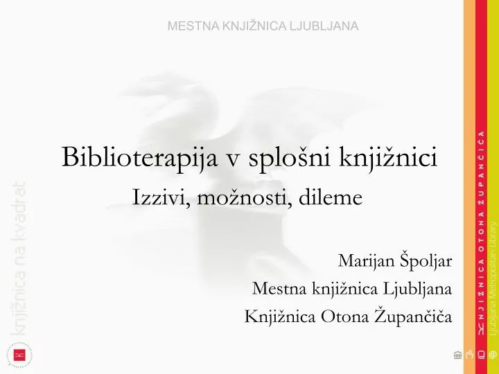 biblioterapija v splo ni knji nici