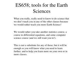 ES658; tools for the Earth Sciences