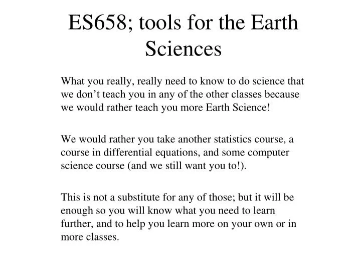 es658 tools for the earth sciences