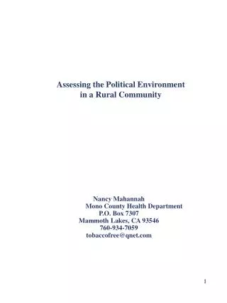 Assessing the Political Environment in a Rural Community