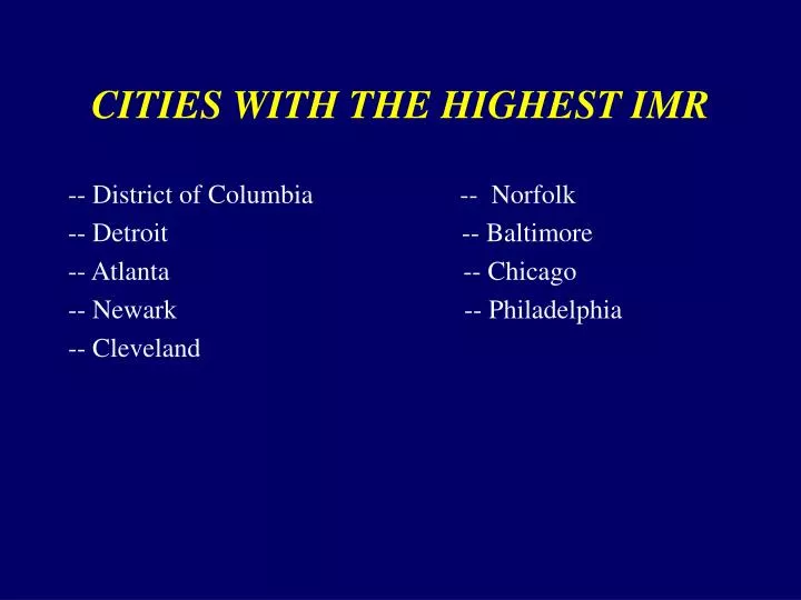 cities with the highest imr