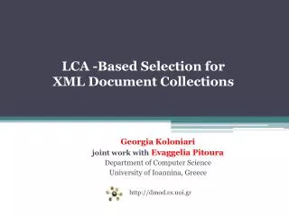 LCA -Based Selection for XML Document Collections