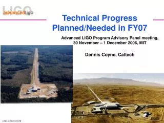 Technical Progress Planned/Needed in FY07