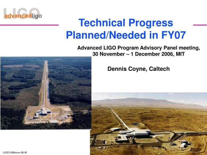 technical progress planned needed in fy07