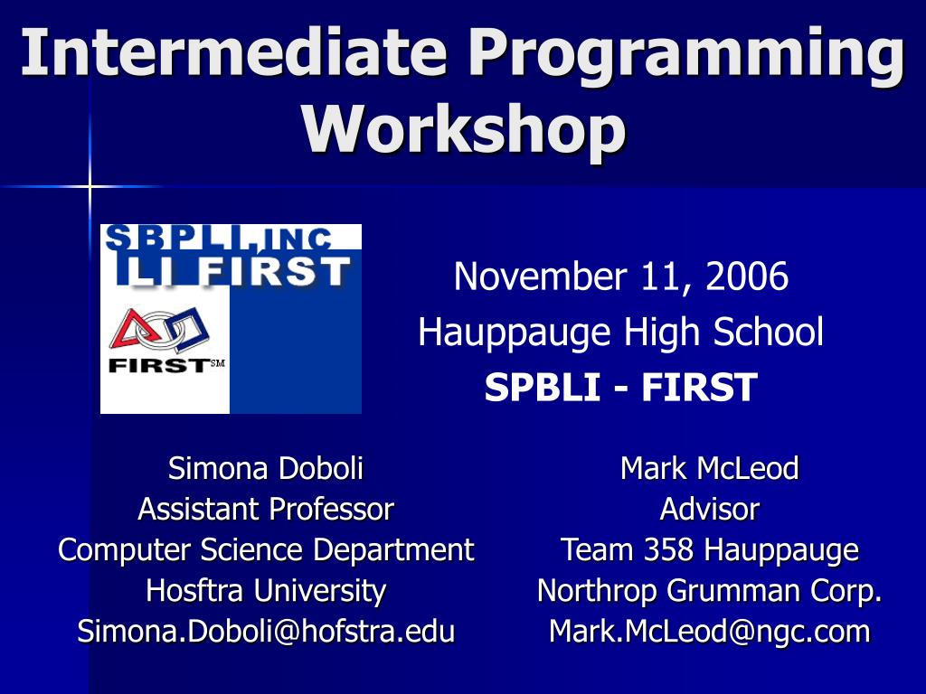 PPT - Intermediate Programming Workshop PowerPoint Presentation, free ...