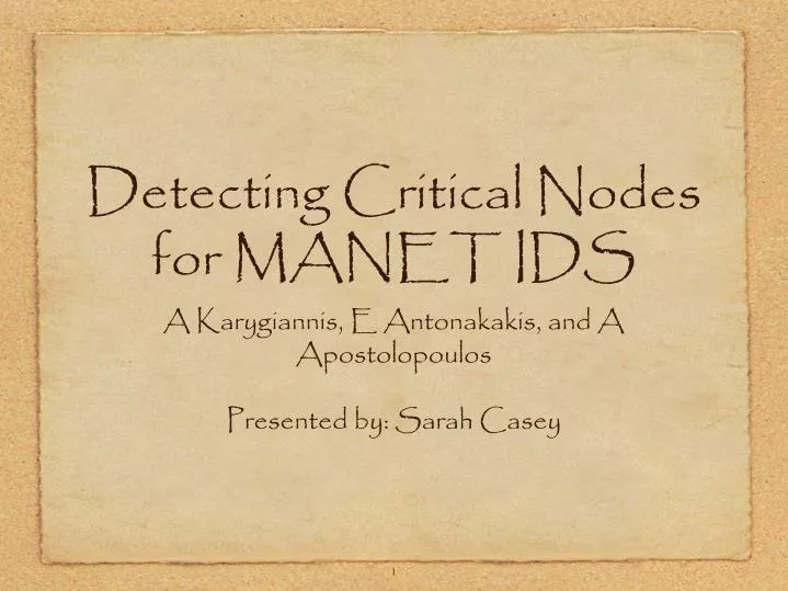 detecting critical nodes for manet ids